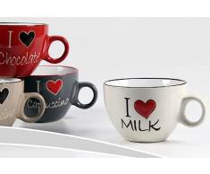 Kasahome Set Tazze Mug da Colazione per Latte Tè The Cereali Tazzone Tazza in Ceramica 4 Scritte e Colori Assortiti 450 ML (2)