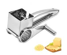 Grattugia per formaggio con manovella, grattugia per formaggio girevole, per parmigiano con manovella, in acciaio inox, per grattugiare senza sforzo formaggio noci