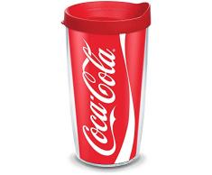 Tervis Coca-Cola - Bicchiere in lattina di coca cola con involucro e coperchio rosso, 453 g, trasparente