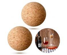 2 Pezzi Sfera di Sughero Vino Palline di Sughero Tappo in Legno per Vino Caraffa Bottiglia Decanter Sostituzione (2.1 Pollici/ 5.5 cm)