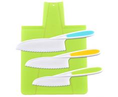 feihao Set di coltelli da Cucina per Bambini 4 Pezzi - Coltelli di Sicurezza per Bambini,Coltello da Cuoco in Nylon/Coltello da Frutta per Bambini,per Tagliare Insalata, Pane