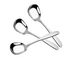 KBNIAN 3 Pezzi Cucchiaio Acciaio Inox Cucchiaio da Portata Cucchiai da Minestra Cucchiaio Quadrato Cucchiai da Zuppa 18,5 cm