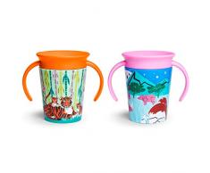 Munchkin Miracle WildLove - Set di 2 tazze per imparare a bere a 360°, con manici, 177 ml