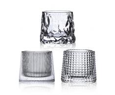 HolaJia Bicchieri whisky cristallo- Bicchieri amaro premium da 5OZ, bicchieri rum in vetro, 3 bicchieri da whisky per bourbon, scotch, cocktail, cognac, rum (Fondo piatto)