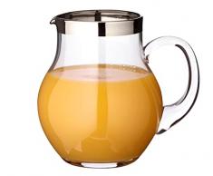 EDZARD caraffa di vetro Olivia, brocca in cristallo fine con bordo di platino, capienza 1,o l, altezza 16 cm