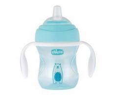 Chicco Transition Cup Bicchiere Antigoccia per Bambini 200ml, 1 Tazza Biberon 4+ Mesi per Imparare a Bere, con Beccuccio Ergonomico in Silicone, Doppia Valvola Anticolica, senza BPA - Azzurro