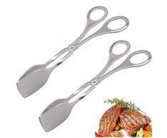 ALUYF 2 Pezzi Clip di Cibo alla Griglia Pinze Pinza da Cucina Forma Forbici Pinze da Buffet Pinze per Barbecue Insalata in Acciaio Inox per Torte Pane Barbecue Cucina Accessori
