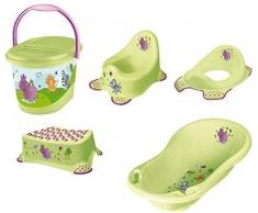 5 set ippopotamo bagno xxl verde + pentola coperchio wc sgabello pannolino secchio
