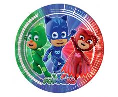 confezione piatti piccoli da dessert 19 cm pj masks super pigiamini 8 pezzi