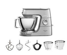 Kenwood Titanium Chef Baker Silver KVC85.004SI, Impastatrice Planetaria, Bilancia Integrata, 3 Ganci e Fruste per Miscelazione in Acciaio Inox e Frusta Gommata, Ciotole da 5L e 3,5L, 1200W, Argento