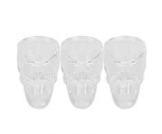 Set di 3 Bicchieri di Vetro Tipo Teschio, Bicchieri Amaro, Bicchierini Liquore, Bicchieri Aperitivo Vetro da Rum con Teschio, Bicchierini Bicchiere in Vetro, Bicchieri Cocktail con Teschio