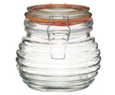Kitchen Craft - Barattolo per Miele Tradizionale in Vetro, a Forma di Alveare, in Stile casereccio, con Guarnizione in Silicone, 650 ml