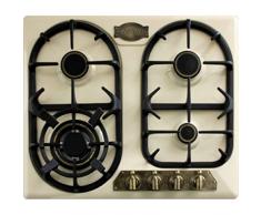 Kaiser Empire piano cottura a gas elettrico con bordo in metallo, avorio, autosufficiente, 60 cm /ergonomica girevole/ wok, 1 X tre cerchio Turbo Brenner (3,8kw) gas Control/ gas naturale o propano