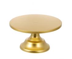 Yardwe Alzata per torte, in metallo, per dolci, cupcake, biscotti, snack, con piedistallo, per matrimonio, compleanno, tè pomeridiano, feste, dorato, 25 cm