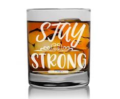 Regalo per uomo compleanno unico 50 bicchieri personalizzati brandy 270 ml con testo inciso: Stay Strong