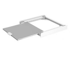 Meliconi Base Torre Evo L60, Kit di Sovrapposizione Lavatrice Asciugatrice Universale, Supporto Premontato con Ripiano Estraibile in Legno, Cinghia di Sicurezza Inclusa, Portata 250 Kg, Bianco
