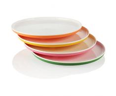 com-four® 4x Piatti - piatti in plastica dai colori vivaci - piatti multifunzionali riutilizzabili - infrangibili [la selezione varia] (4 pezzi - colorati)