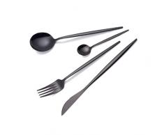 Posate Coltello Forchetta Cucchiaio occidentale utensili da cucina in acciaio inox partito della casa di arte di set da tavola, Easy Clean & lavapiatti - sicura e lucidato a specchio,4pcs come foto