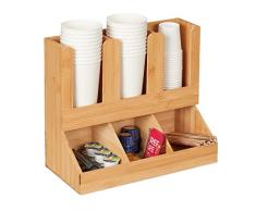 Relaxdays Organizzatore Porta Bicchieri, Organizer 6 Scomparti per Caffetteria, 29,5x34,5x17 cm, Naturale