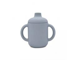 Tazza con beccuccio in Silicone 120ml [Blu], Tazza con Manici per Bambini, per Latte, Bibite, Colazione, Tazza Apprendimento per Bimbo e Bimba
