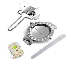 Ravioli Pasty Mouldz Tools, MKNZOME Set da 3 manuali in acciaio inossidabile Set di gnocchi cinesi Gyoza Empanada Stampo Pierogi Impasto per torta Impasto per pasticceria