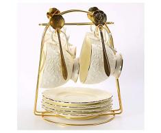 PEVSCO Set Tazzine Espresso Phnom Penh Bone China Tazza di caffè 4 Pezzi Europeo Squisito Britannico Afternoon Tea Cup Retro Porcellana della Tazza di caffè Set 2 Colori Tazze da tè (Color : Beige)