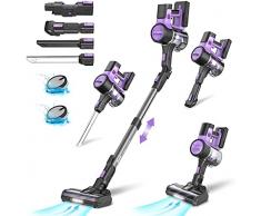 INSE Aspirapolvere senza fili potente 30kPa,Scopa elettrica a batteria senza sacco, Rimovibile batteria 50min,Multi-filtraggio, LED luci, 1,2L, Pieghevole tubo metallico