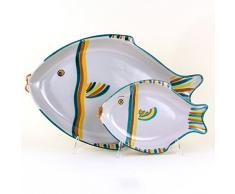 CEAR ceramiche - Servizio di Piatti da Pesce x 6 in Ceramica Artistica di Caltagirone Decorata a Mano