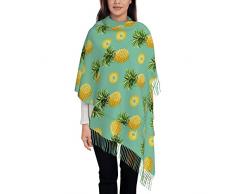 YUANS Sciarpa da donna Scialli avvolge deliziosi ananas rotondo affettato morbido e accogliente nappe sciarpe, Nero , Taglia unica