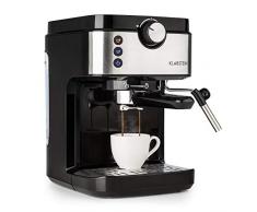 Klarstein BellaVita Espresso - Macchina da Caffè, Macchina da Caffè Espresso, 20 Bar, 1575 W, Capacità 900 ml, Controllo One Touch, Ugello per Vapore, Scaldatazze, Acciaio, Argento