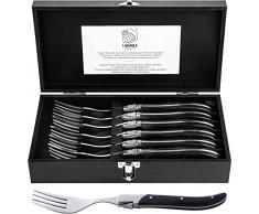 Laguiole Style de Vie Set di 6 forchette, Luxury Line, Manico in Ebano