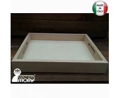 Mistermoby Vassoio Contenitore in Legno 25X31 Centimetri da Decorare per Decoupage Bomboniera 1 Pezzo