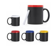 Aurora Store Tazza lavagna in ardesia da 350 ml con gesso tazza per caffè tè latte bevande calde e fredde colazione (Blu)