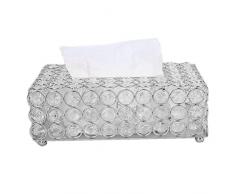 HERCHR Copri Scatola Rettangolare in Tessuto, Porta tovaglioli in Cristallo Decorativo Porta tovaglioli Scatola in Carta igienica Contenitore in Carta in Cristallo(Argento)