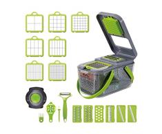 Andoer 22-in-1 Mandolina per Verdure Manuale, Tritaverdure Manuale con Contenitore, Affetta Verdure Professionale con Separatore di Uova Pelapatate Paramani Cestello di Scarico 8 Lame Regolabili