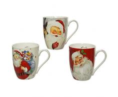 Kaemingk Set di 3 tazze in porcellana con Babbo Natale