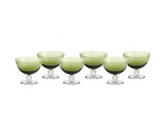 Set 6 coppe per gelato, coppe in vetro~PICCOLO~ Verde, 10 cm, Vetro trasparente(GELATO VERO powered by CRISTALICA)