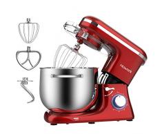 Capacità 8 liter Impastatrice Howork, 1500W Planetaria Robot da cucina per pane, pizza, dolci e pasticceria, 6 velocità con ciotola in acciaio inossidabile (8 liter, rosso)