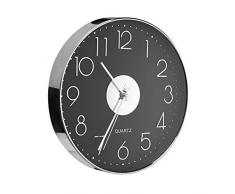 Vilixon Orologio Da Parete Moderno - Decorazioni Casa, Soggiorno, Cucina - Silenzioso - Arredamento Da Muro Accessori Casa Placcato Argento Senza Ticchettio Copertura In Vetro Anti-Graffio 30 CM