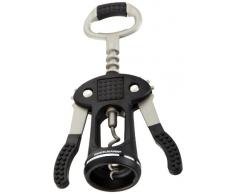 Fackelmann 49443 Cavatappi a Leva con Inserti Antiscivolo, Acciaio Inossidabile, Argento/Nero