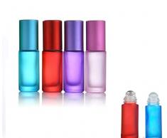 GNAUMORE Roll On Vuoto in Vetro per Profumi,Bottiglia a Rullo di Olio Essenziale,Roll On Vuoto Con Borsa,Roll on Vuoto per Oli Essenziali,Bottiglie Flaconcini Vuoti 5ML 4pcs