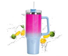 Anyingkai Vaso Tazza Termica Con Manico E Cannuccia,Bicchiere Termico Con Cannuccia E Manico,Tazza Termica Da Viaggio Con Manico (azzurro polvere)