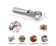 INTVN Cucchiaio Porzionatore Paletta in Acciaio Inox, 2 Pezzi Gelato Cucchiaio con Easy Trigger, mestolo per Frutta, Anguria, Purea di Patate