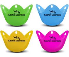 Portauova per cottura a vapore (confezione da 4); portauova opaco per cottura a vapore; portauova in silicone senza BPA; set cuociuova per pentole, padelle, microonde e perfetto per le uova in camicia
