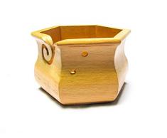 Ciotola di filato esagonale portatile in legno di faggio scuro di alta qualità, per lavori a maglia, supporto per uncinetto, artigianato posteriore (15,2 x 15,2 x 10,2 cm)