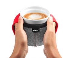 Ozio Tazza Scaldamani, Tazza Colazione in Ceramica Gres con Fodera in Lana, Tazza Cappuccino Scalda Mani, Tazza Latte, Thè, Tisana, Tazza Grande Colazione, Regalo Originale, 400ml, Tama, Rosso