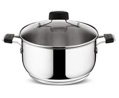 Lagostina Tempra Casseruola Fonda, 2 Maniglie con Coperchio, Ã 26 cm, Acciaio Inossidabile, Argento