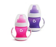 Munchkin Tazza di Transizione, Tazze con Beccuccio, Manici e Tappo in Silicone per Neonati a Partire da 4 Mesi, senza BPA, Lavabili in Lavastoviglie - 118 ml, Confezione da 2 Tazze, Rosa/Porpora