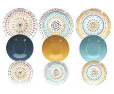 Tognana Maya, Servizio Piatti per 6 persone, 18 Pezzi, Porcellana, Multicolore