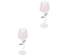 UPKOCH 2Pcs Bicchiere Di Vino Bicchieri Wiskey Bicchieri Bere In Vetro Bicchiere A Forma Di Rosa Calice Calici DAcqua Tazze Martini Tazza Di San Calice Di Vetro